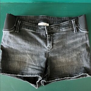 Black Denim Maternity Shorts